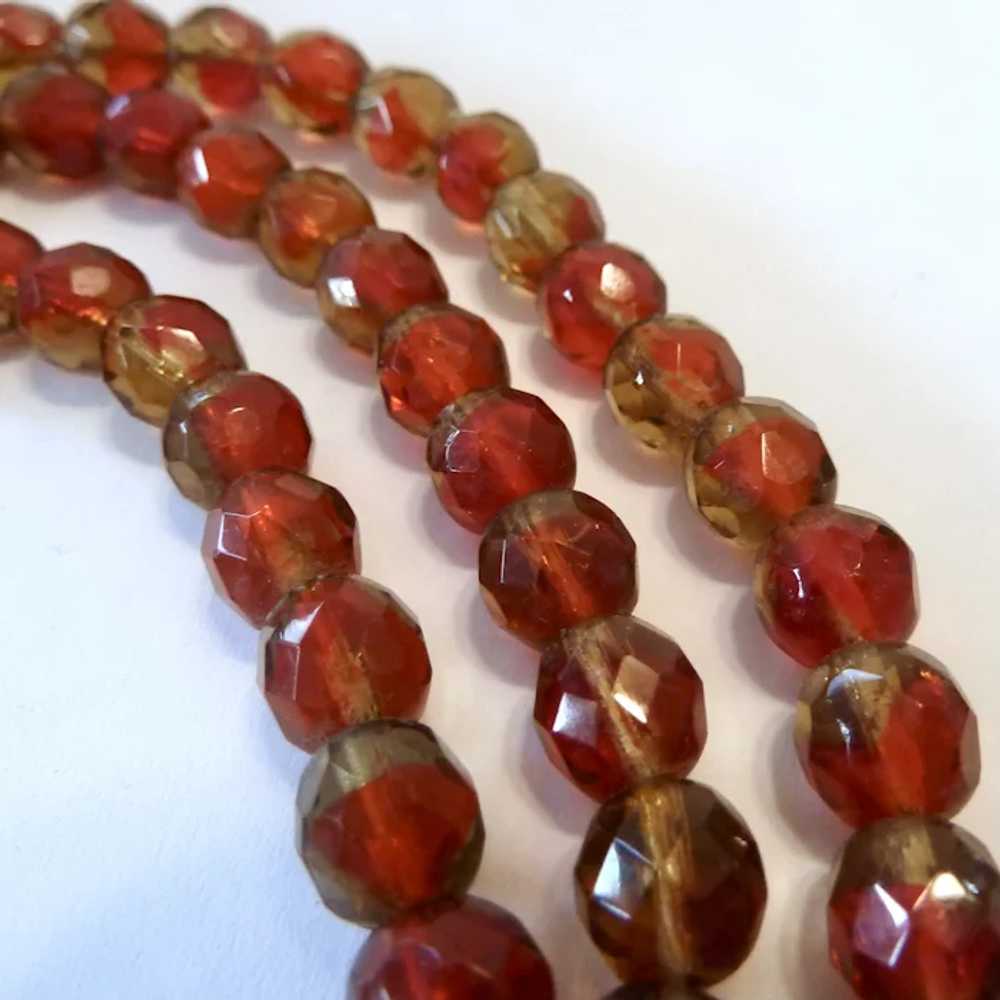 Vintage Red & Smoky Givre Glass Bead Necklace 25 … - image 6