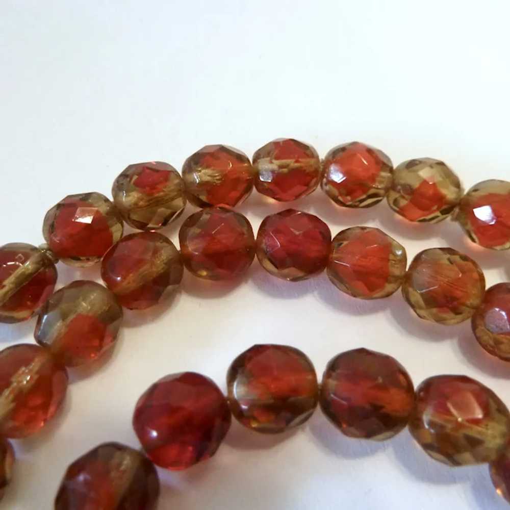 Vintage Red & Smoky Givre Glass Bead Necklace 25 … - image 7