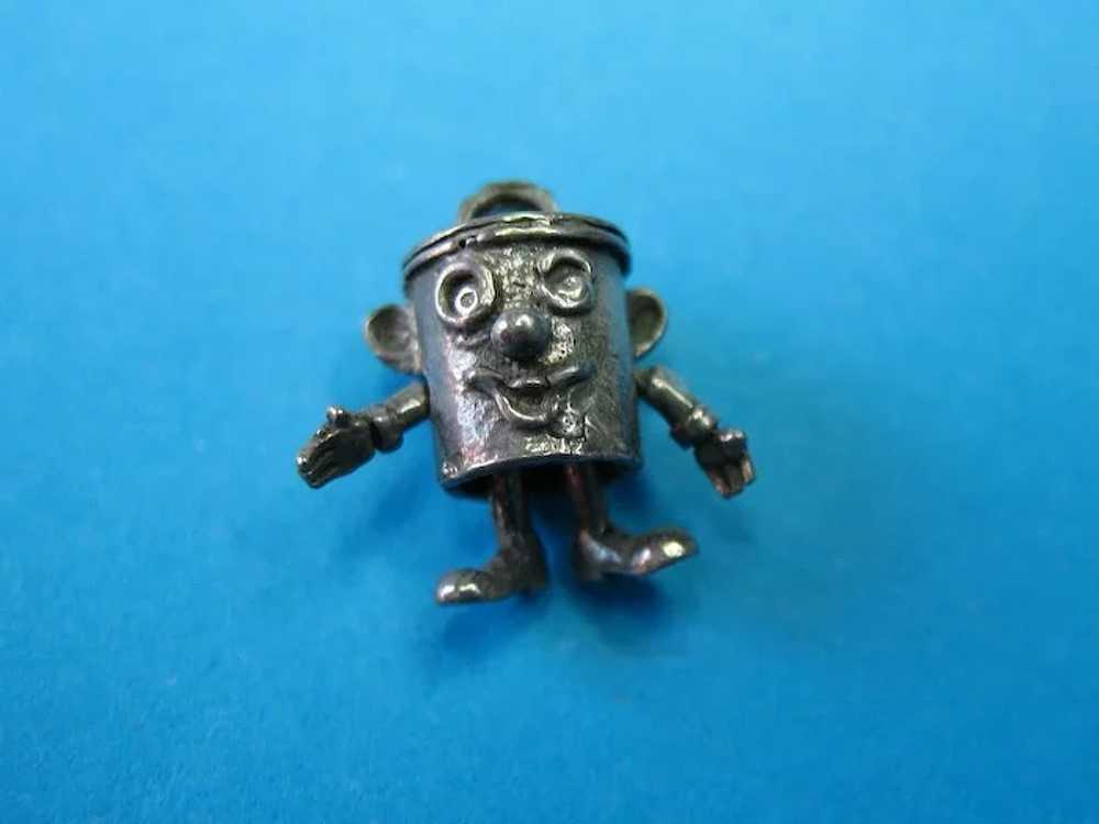 Vintage English Silver Articulated Dusty Bin Charm - image 2