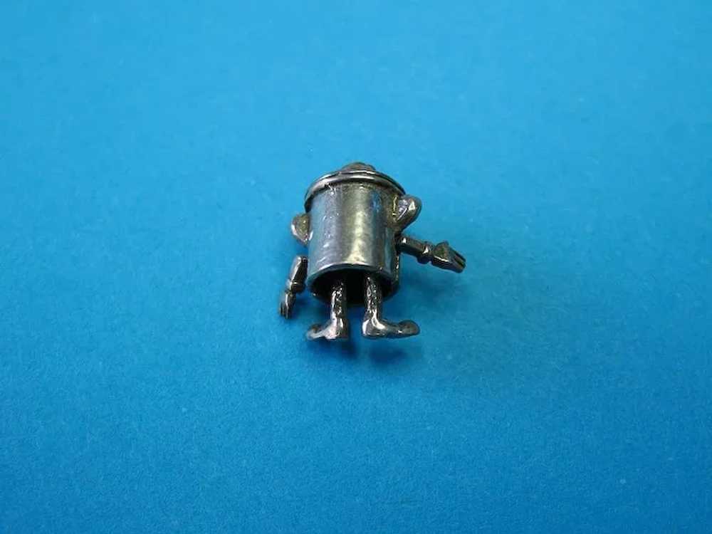 Vintage English Silver Articulated Dusty Bin Charm - image 3