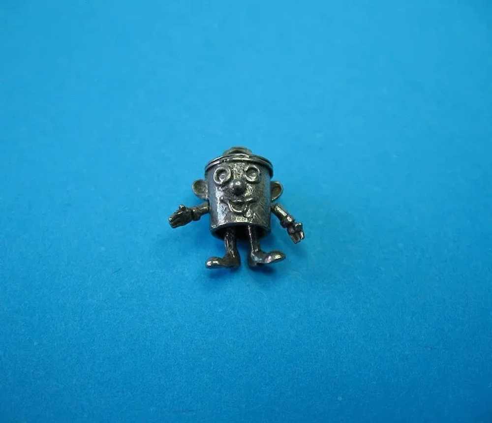 Vintage English Silver Articulated Dusty Bin Charm - image 4