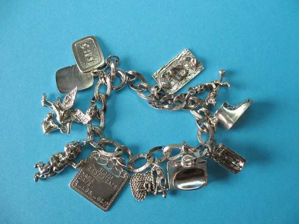 Vintage Sterling Silver Themed Baby Charm Bracele… - image 2