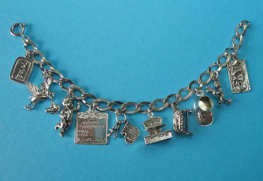Vintage Sterling Silver Themed Baby Charm Bracele… - image 6