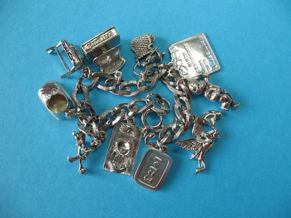 Vintage Sterling Silver Themed Baby Charm Bracele… - image 7