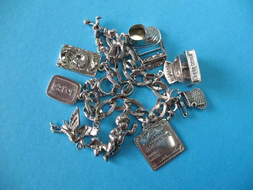 Vintage Sterling Silver Themed Baby Charm Bracele… - image 8