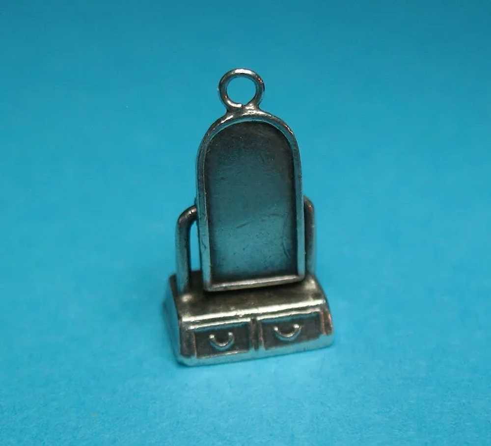 Vintage Sterling Rare Vanity Stand Charm Movable … - image 5