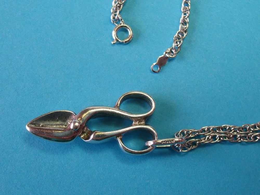 Sterling Silver Garden Clipper Shears Necklace Ch… - image 2