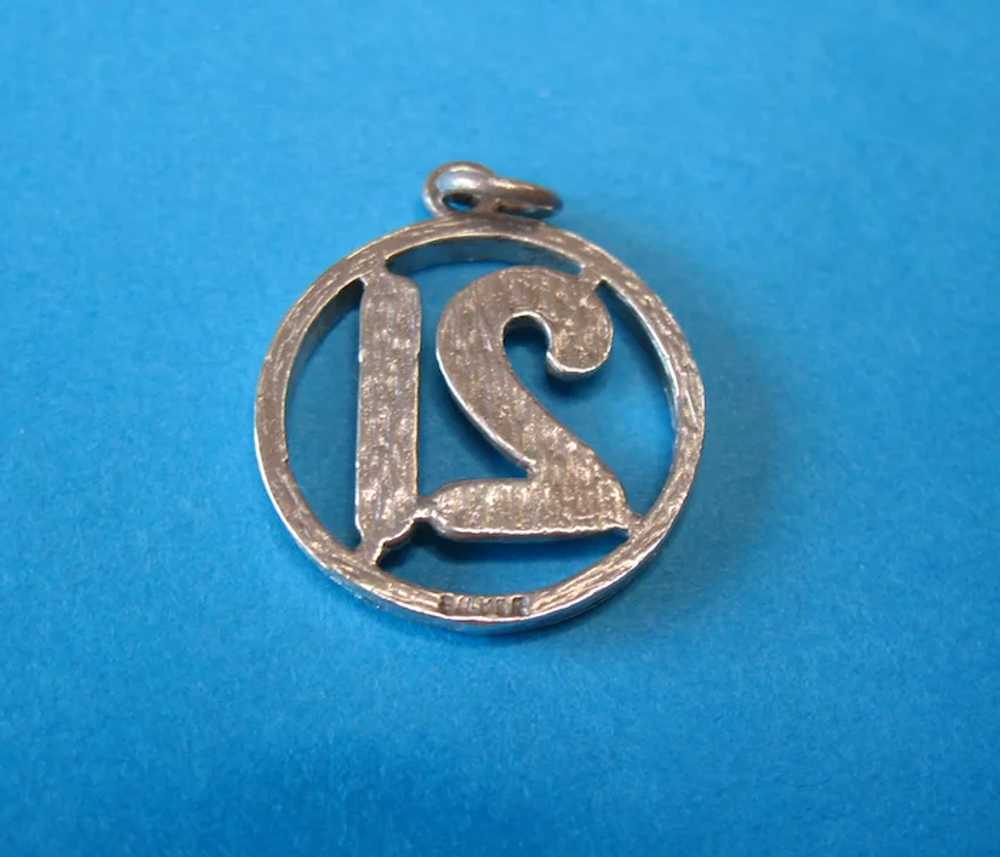 Vintage English Sterling Silver "21" Pendant Or C… - image 3