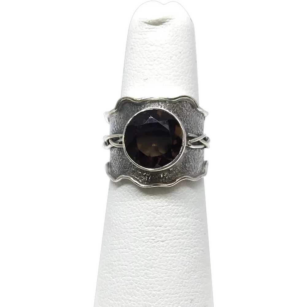 Round-Cut Smoky Quartz Ring - Sterling Silver - image 1