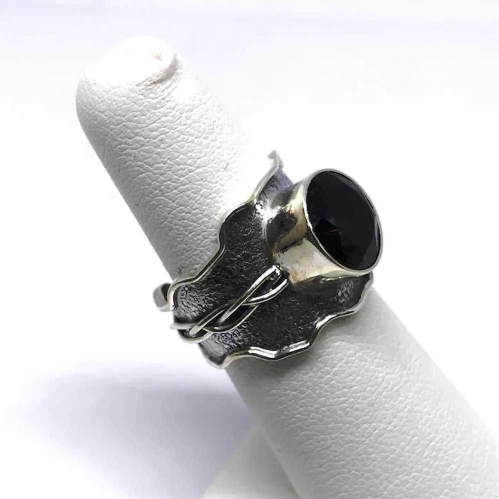 Round-Cut Smoky Quartz Ring - Sterling Silver - image 2
