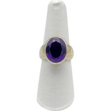 Oval Cut Amethyst Ring - Sterling Silver