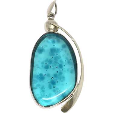 Mexican Art Glass Pendant - Sterling Silver