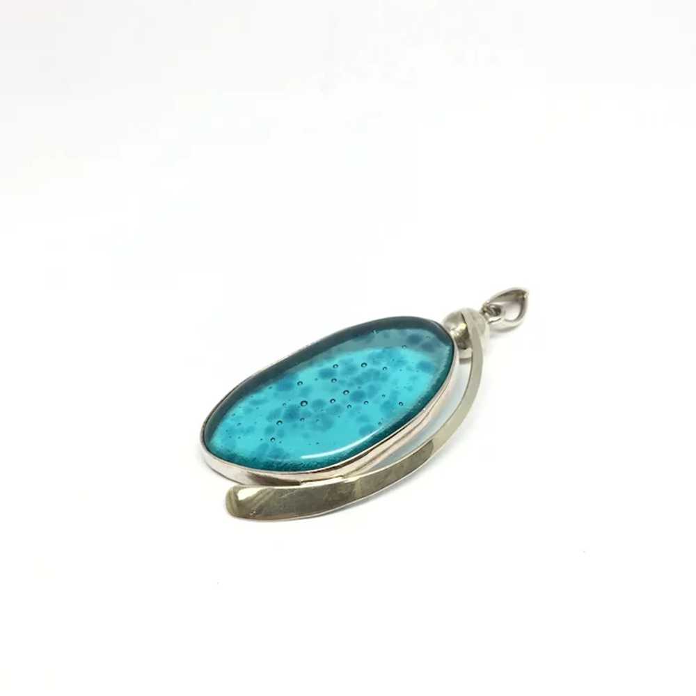Mexican Art Glass Pendant - Sterling Silver - image 4