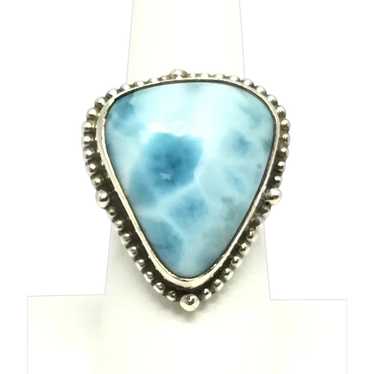 Larimar Cabochon Ring - Sterling Silver