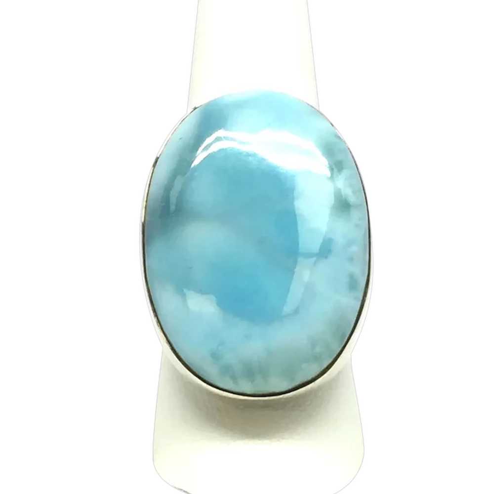 Larimar Cabochon Ring - Sterling Silver - image 1