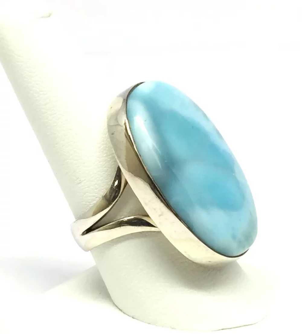 Larimar Cabochon Ring - Sterling Silver - image 2