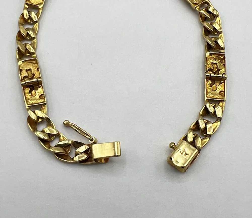 14K Gold Cuban Nugget Bracelet - image 4