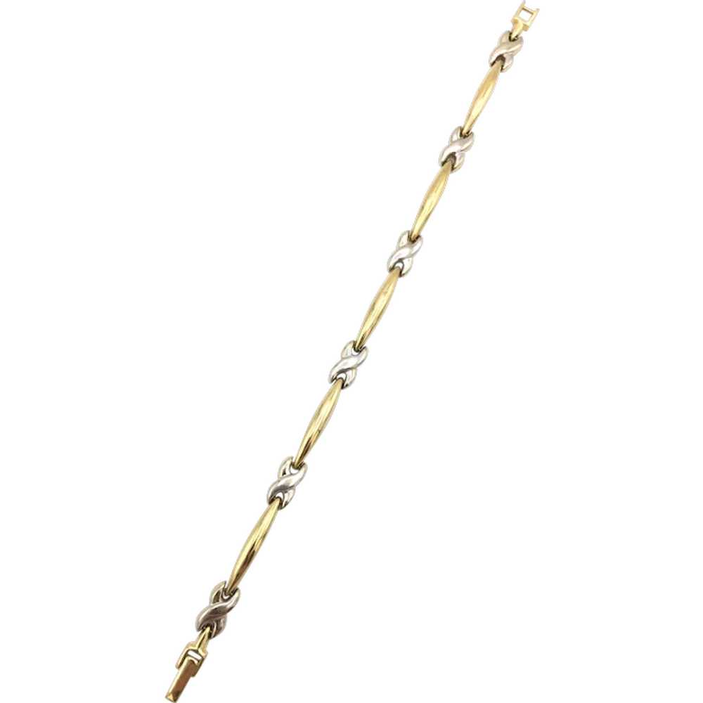 Ladies 14K 'X' Link Two-Toned Bracelet - image 1