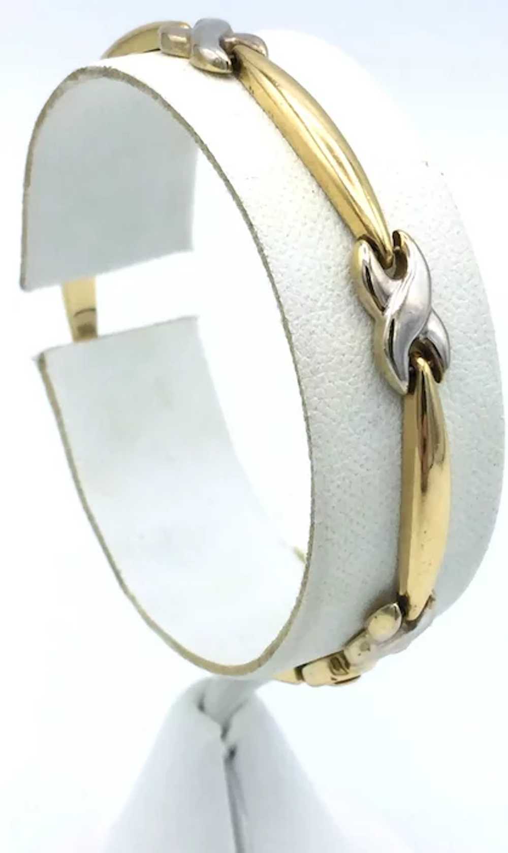 Ladies 14K 'X' Link Two-Toned Bracelet - image 2