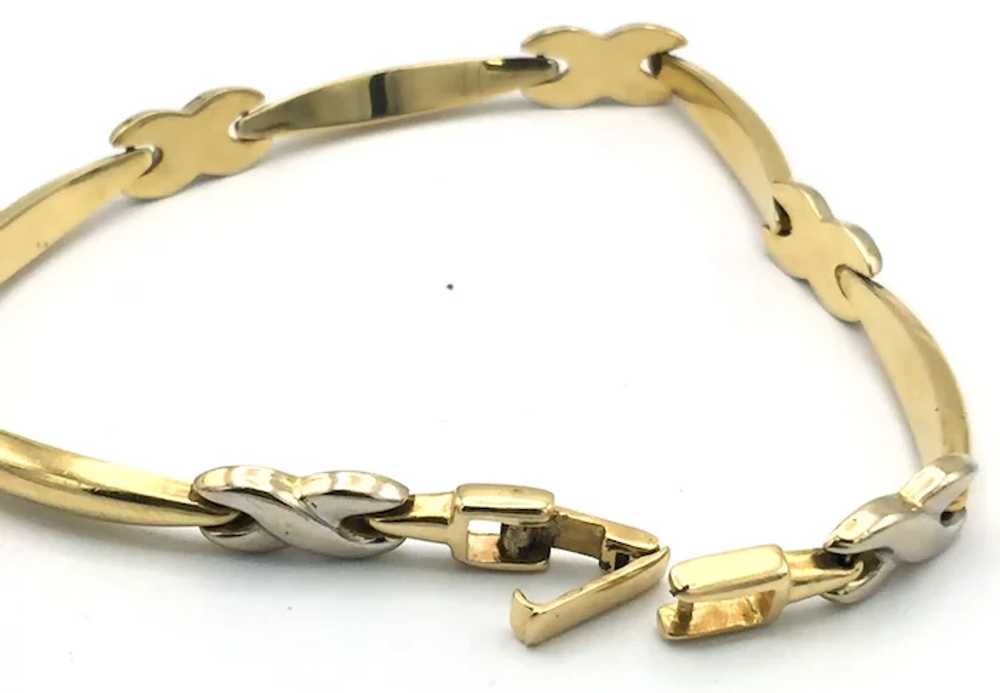 Ladies 14K 'X' Link Two-Toned Bracelet - image 3