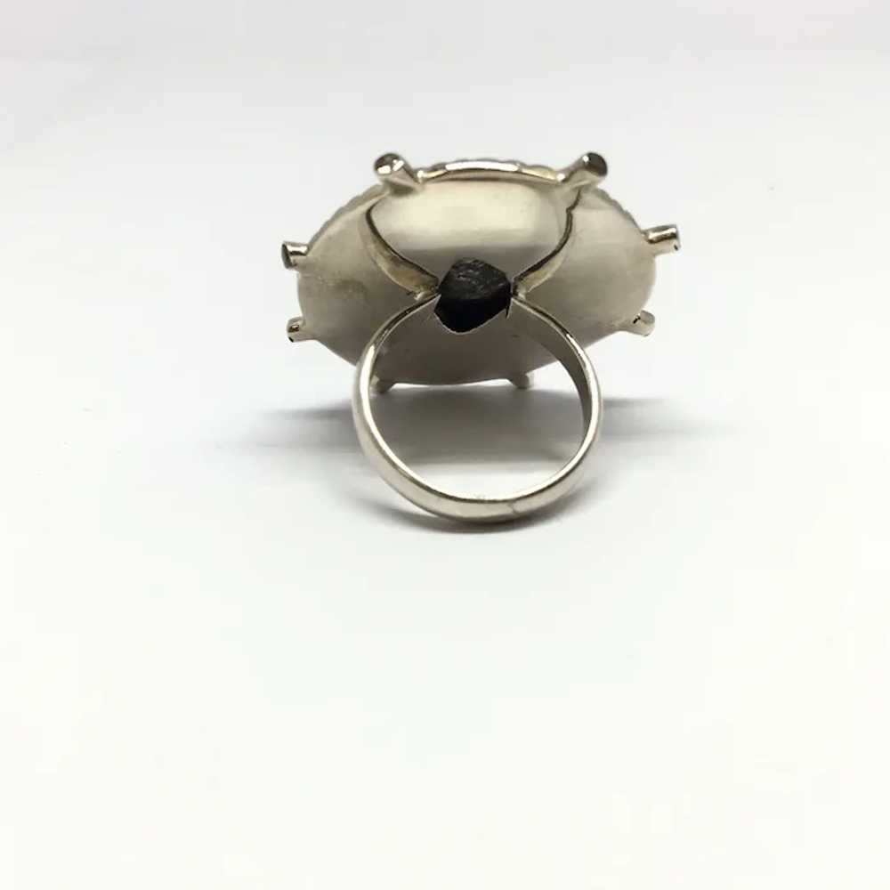 Meteorite & Smokey Quartz Ring - Sterling Silver - image 4