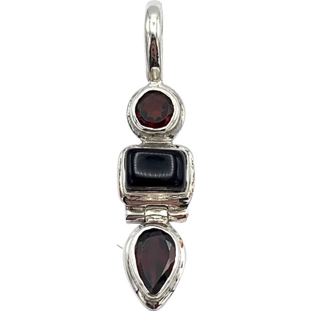 Black Onyx & Garnet Pendant - Sterling Silver - image 1