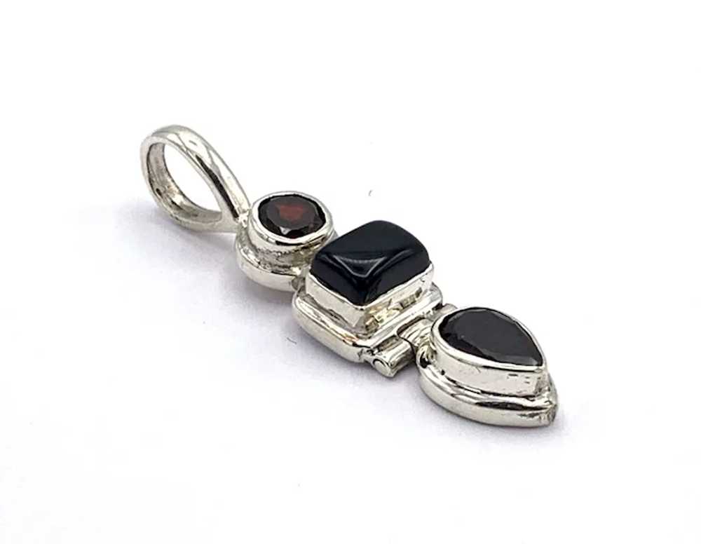 Black Onyx & Garnet Pendant - Sterling Silver - image 3