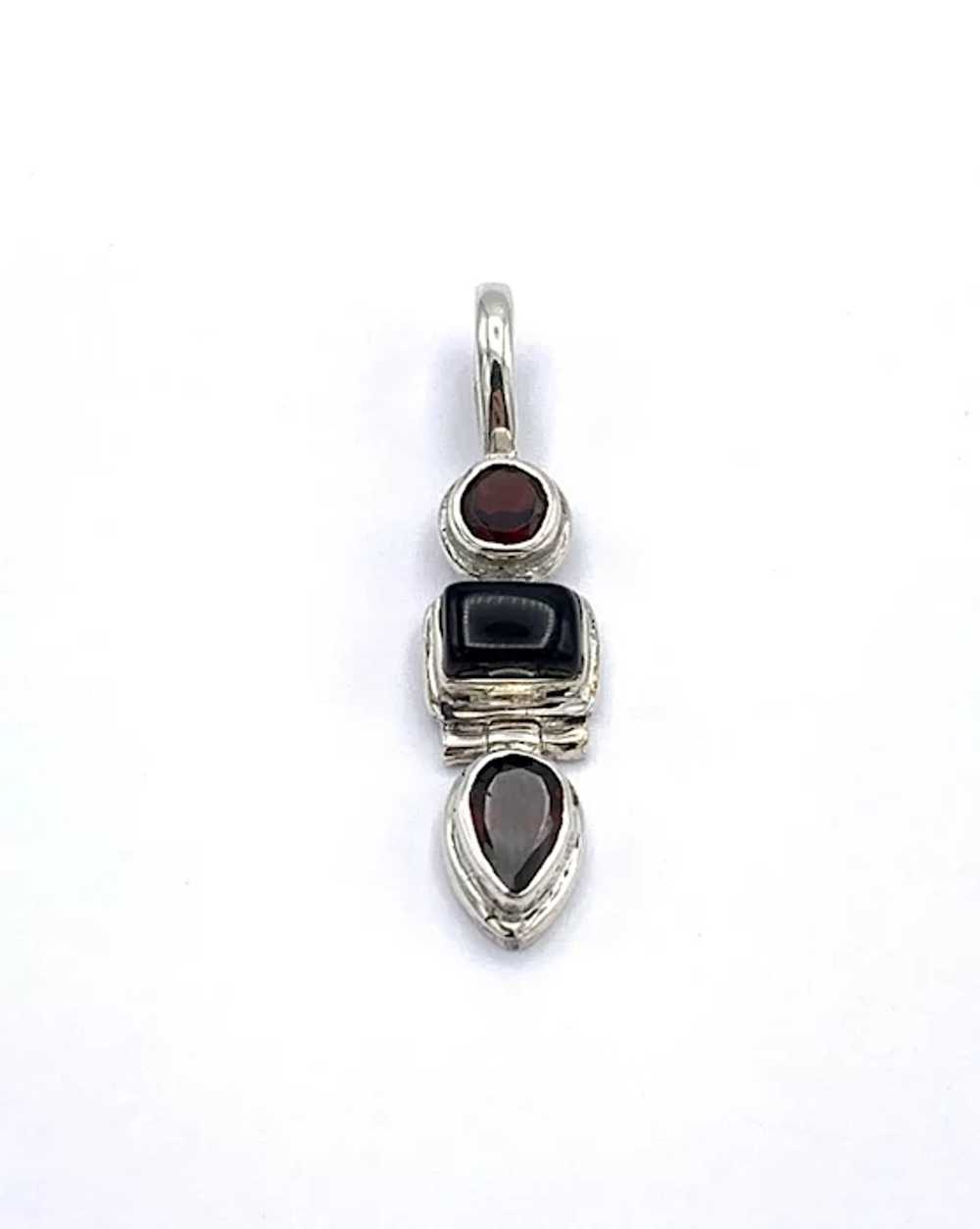 Black Onyx & Garnet Pendant - Sterling Silver - image 6