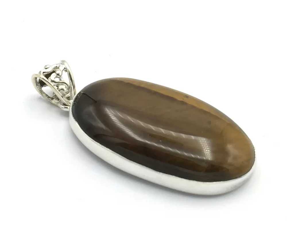 Tiger's Eye Cabochon Pendant - Sterling Silver - image 2