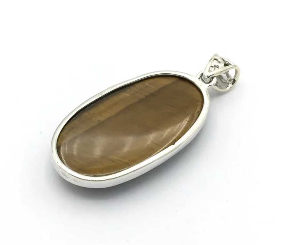 Tiger's Eye Cabochon Pendant - Sterling Silver - image 3