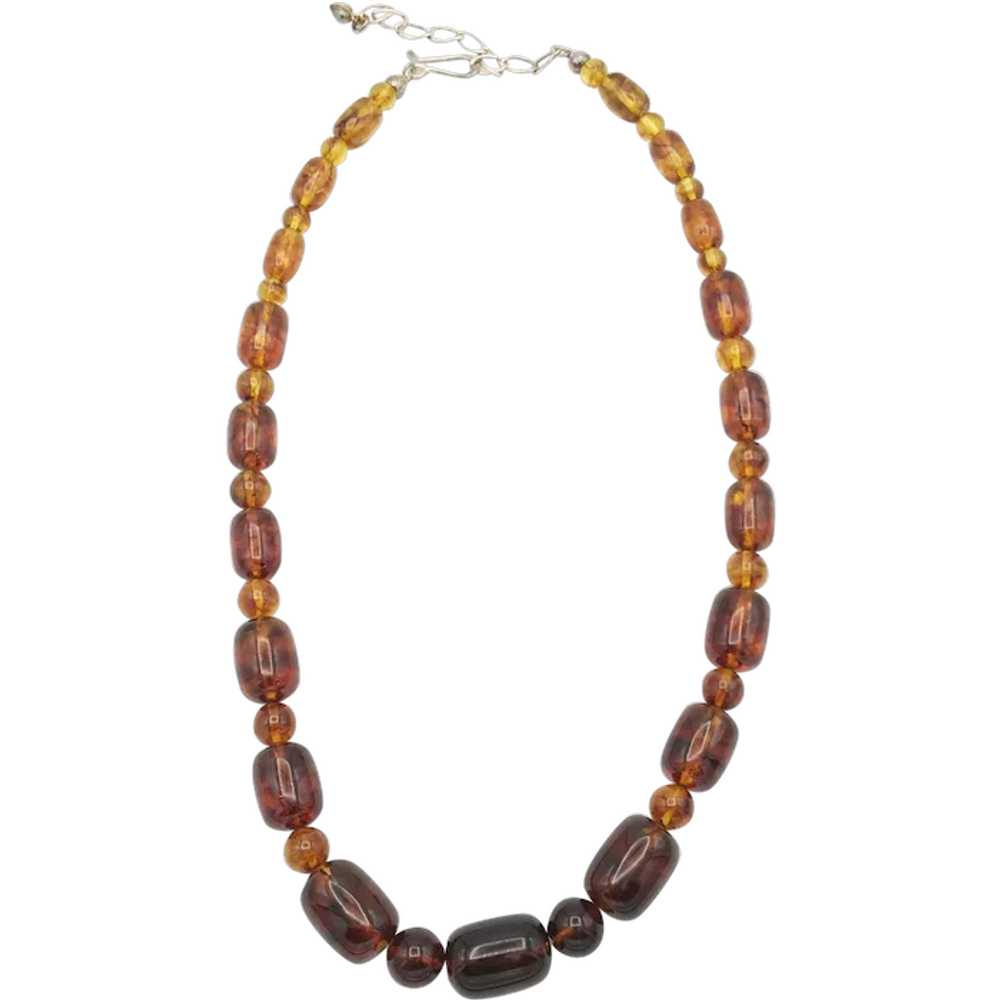 Graduated Amber Necklace - Sterling Silver - Gem