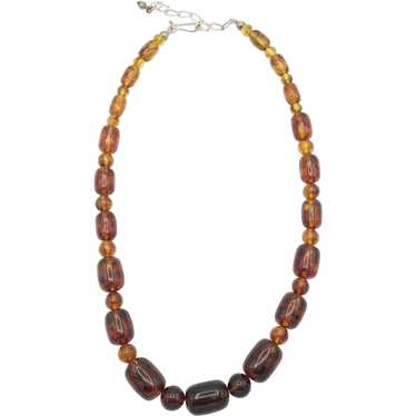 Graduated Amber Necklace - Sterling Silver