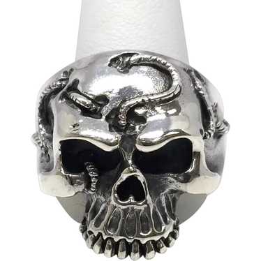 Skull & Snake Ring - Sterling Silver - image 1