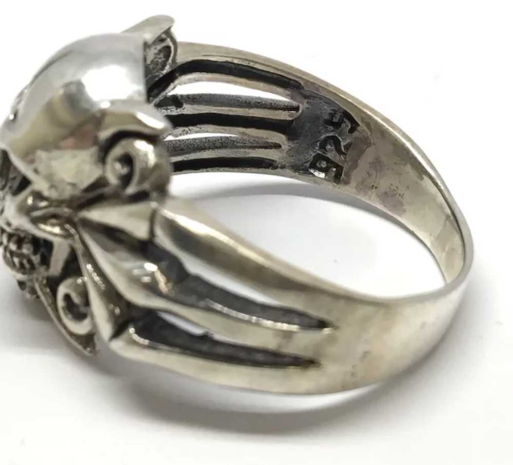 Skull & Scrollwork Ring - Sterling Silver - Gem