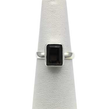 Emerald-Cut Smoky Quartz Ring - Sterling Silver - image 1