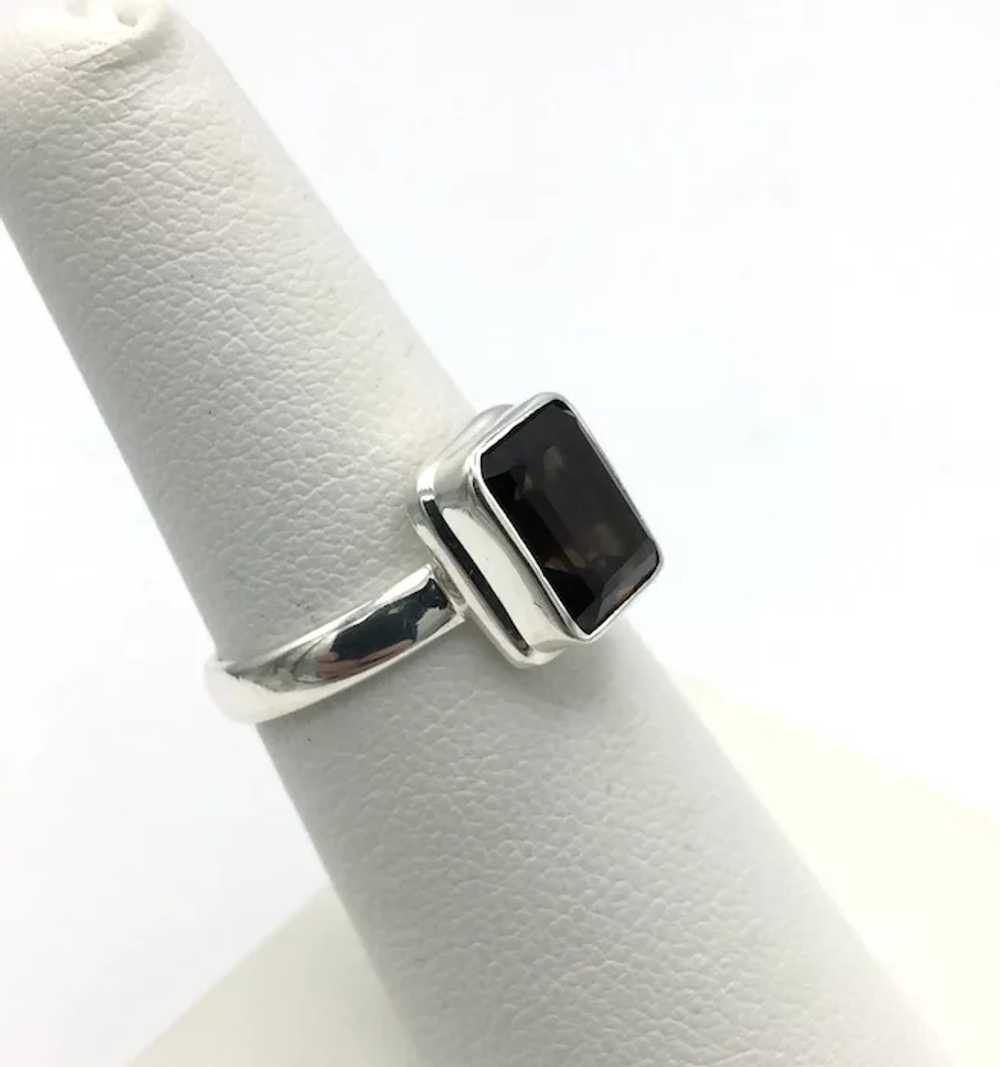 Emerald-Cut Smoky Quartz Ring - Sterling Silver - image 2