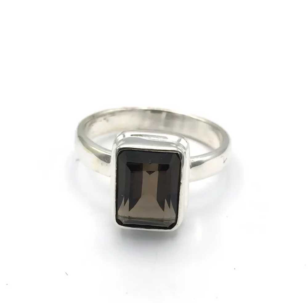 Emerald-Cut Smoky Quartz Ring - Sterling Silver - image 3