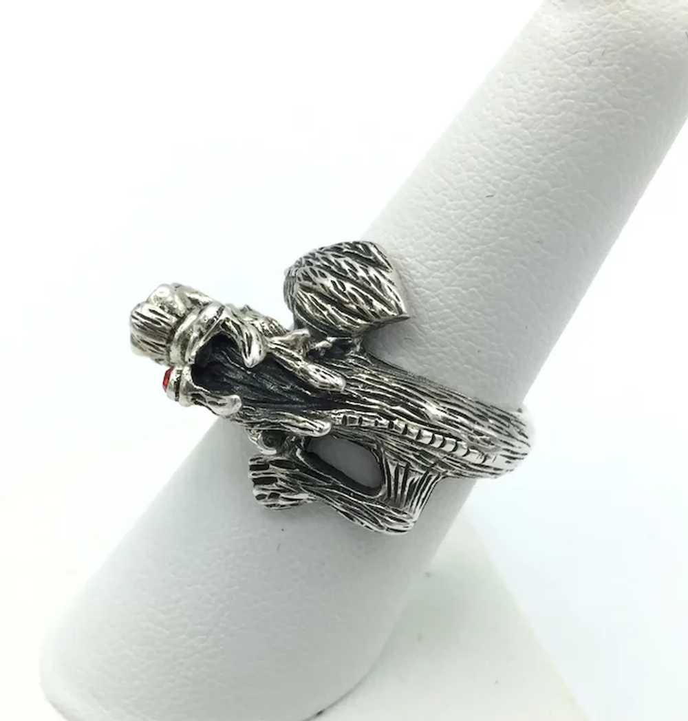 Dragon Ring w/ Red Eyes - Sterling Silver - image 3