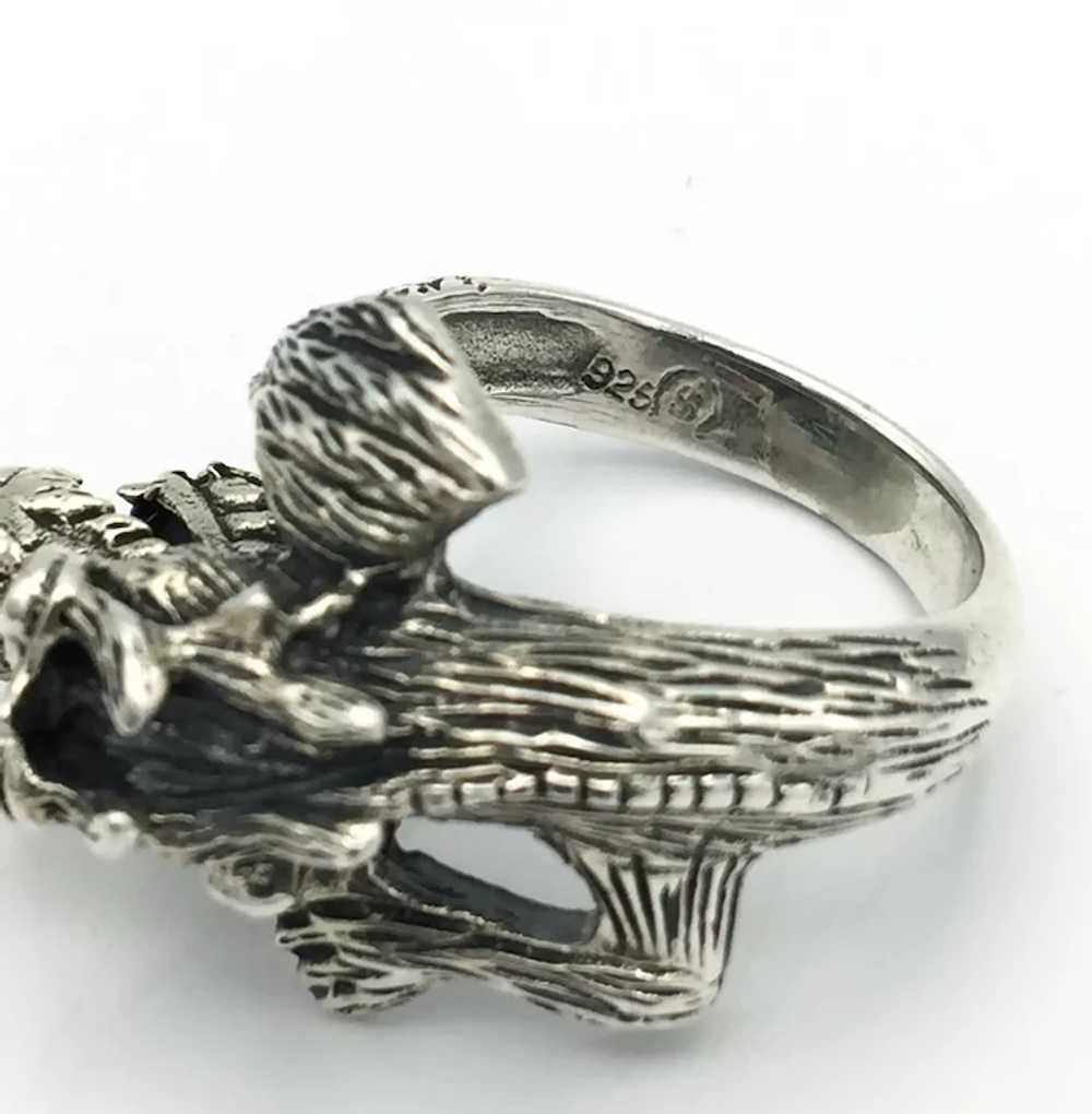 Dragon Ring w/ Red Eyes - Sterling Silver - image 4