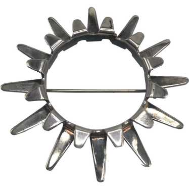 Tone Vigeland Modernist Sterling Sunburst Pin - image 1