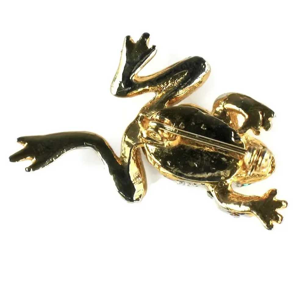 Vintage Pave Rhinestone Articulated Frog Pin - image 5