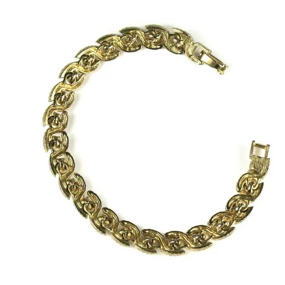 Vintage Goldtone Imitation Pearl Rope Edge Bracel… - image 4