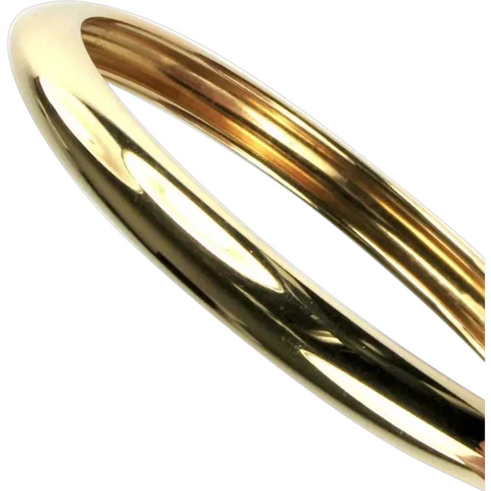 Saucer Style Vintage Goldtone Bangle Bracelet - image 1