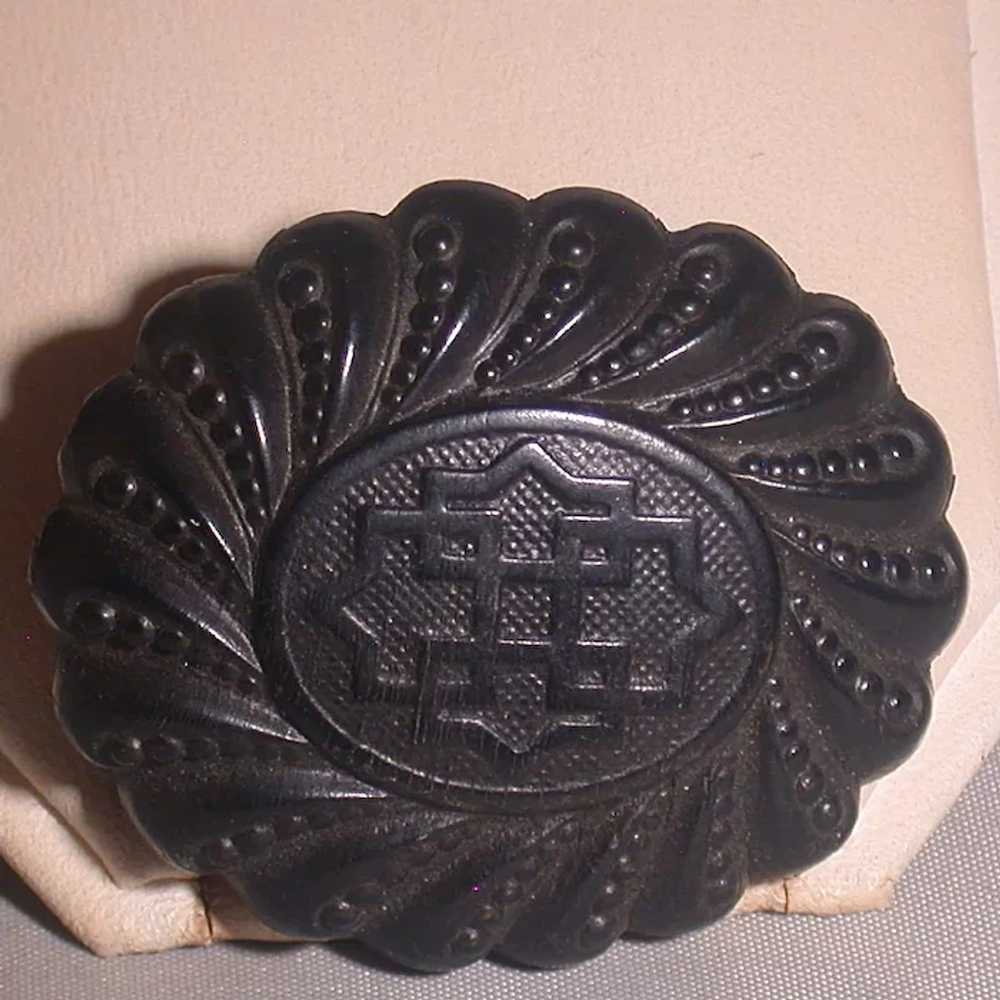 Victorian Period Black Brooch - image 2