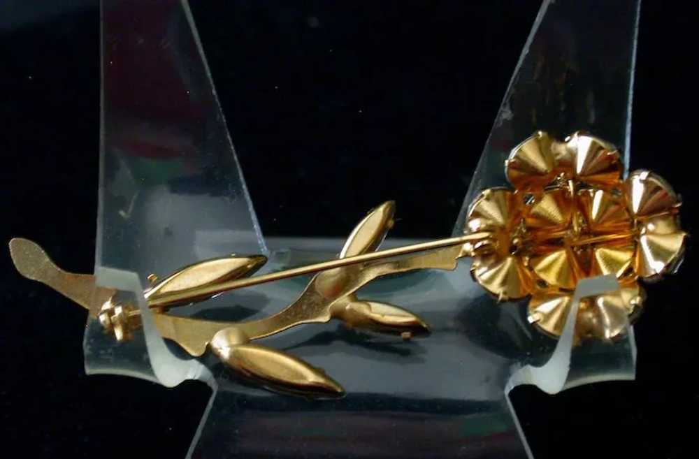 1960's Vintage Rhinestone Flower Pin With Rhinest… - image 2