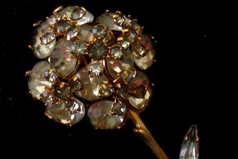1960's Vintage Rhinestone Flower Pin With Rhinest… - image 4
