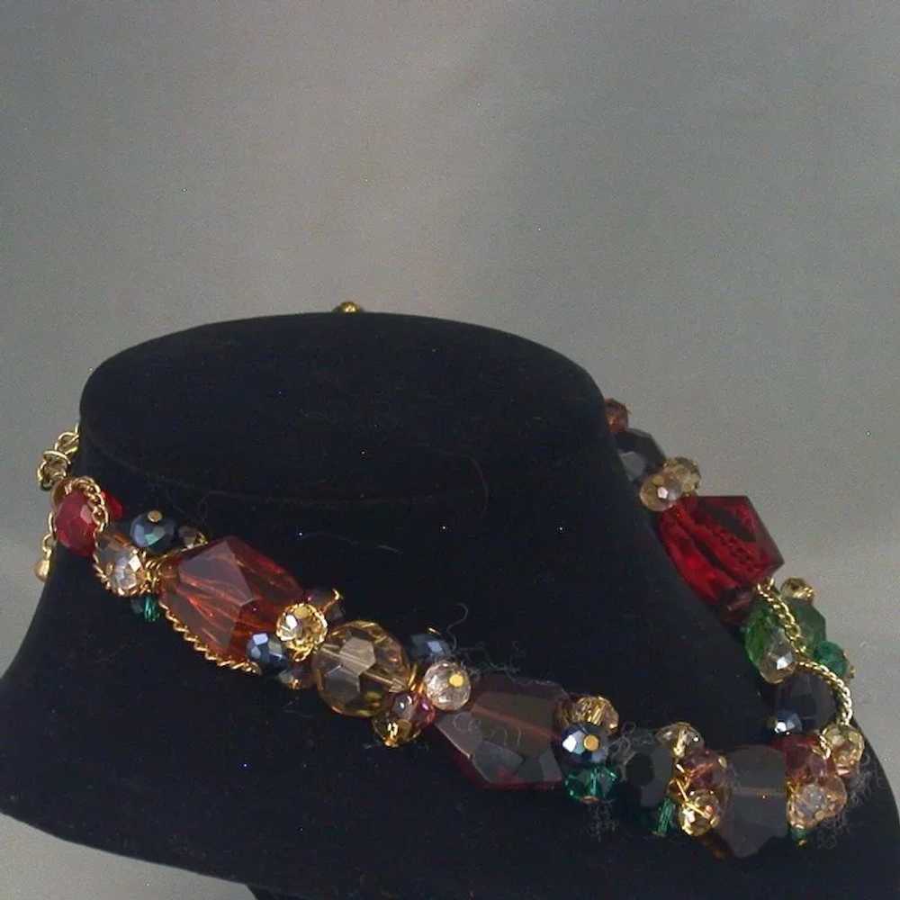 Multi-Color Glass And Chain Chunky Choker, Vintage - image 4