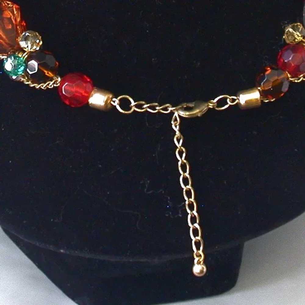 Multi-Color Glass And Chain Chunky Choker, Vintage - image 5