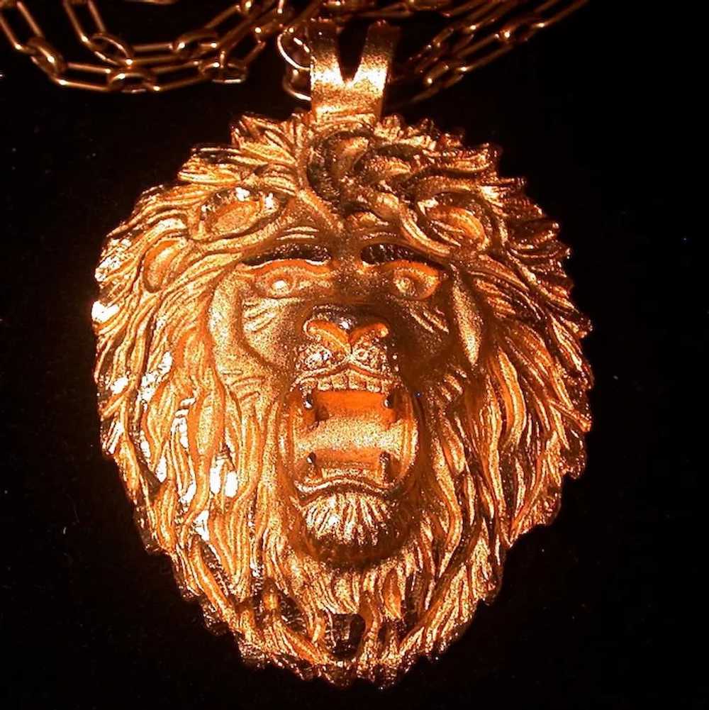 Vintage Crown Trifari Figural Lion Pendant, 24” L… - image 6
