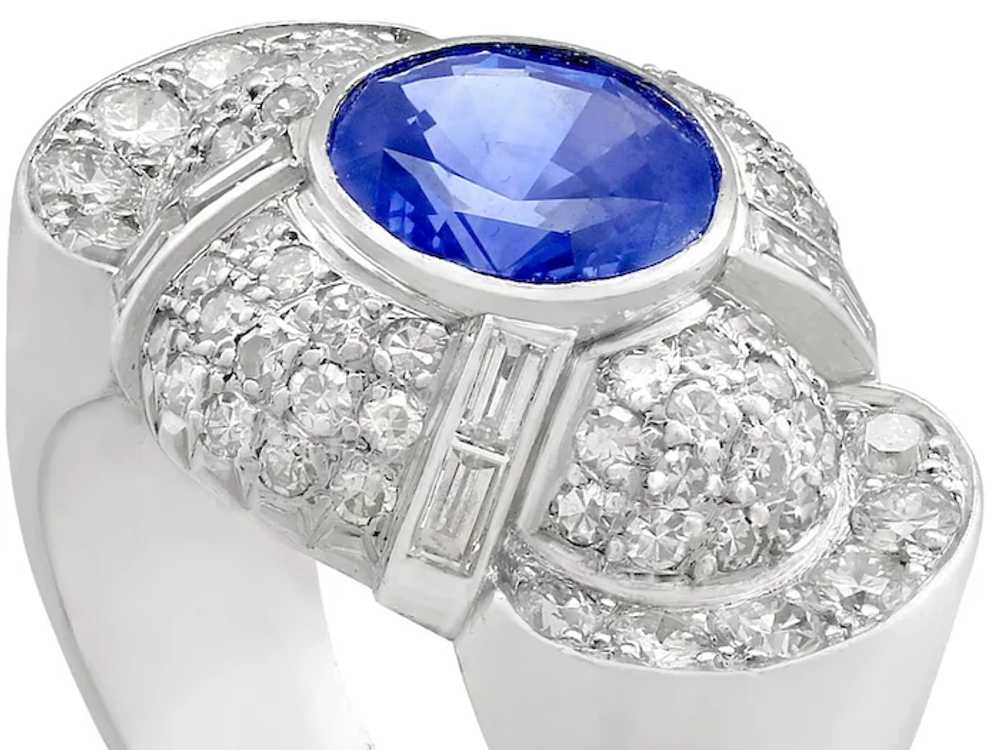 Vintage 3.57ct Sapphire and 2.37ct Diamond, Plati… - image 3